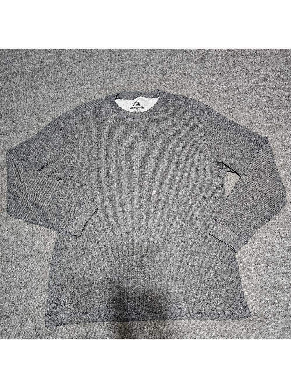 Alpine Lakes Gray Waffle Knit Thermal Long Sleeve Shirt - Large